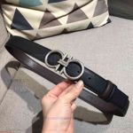 AAA Copy Salvatore Ferragamo Reversible Gancini Belt - Black Leather